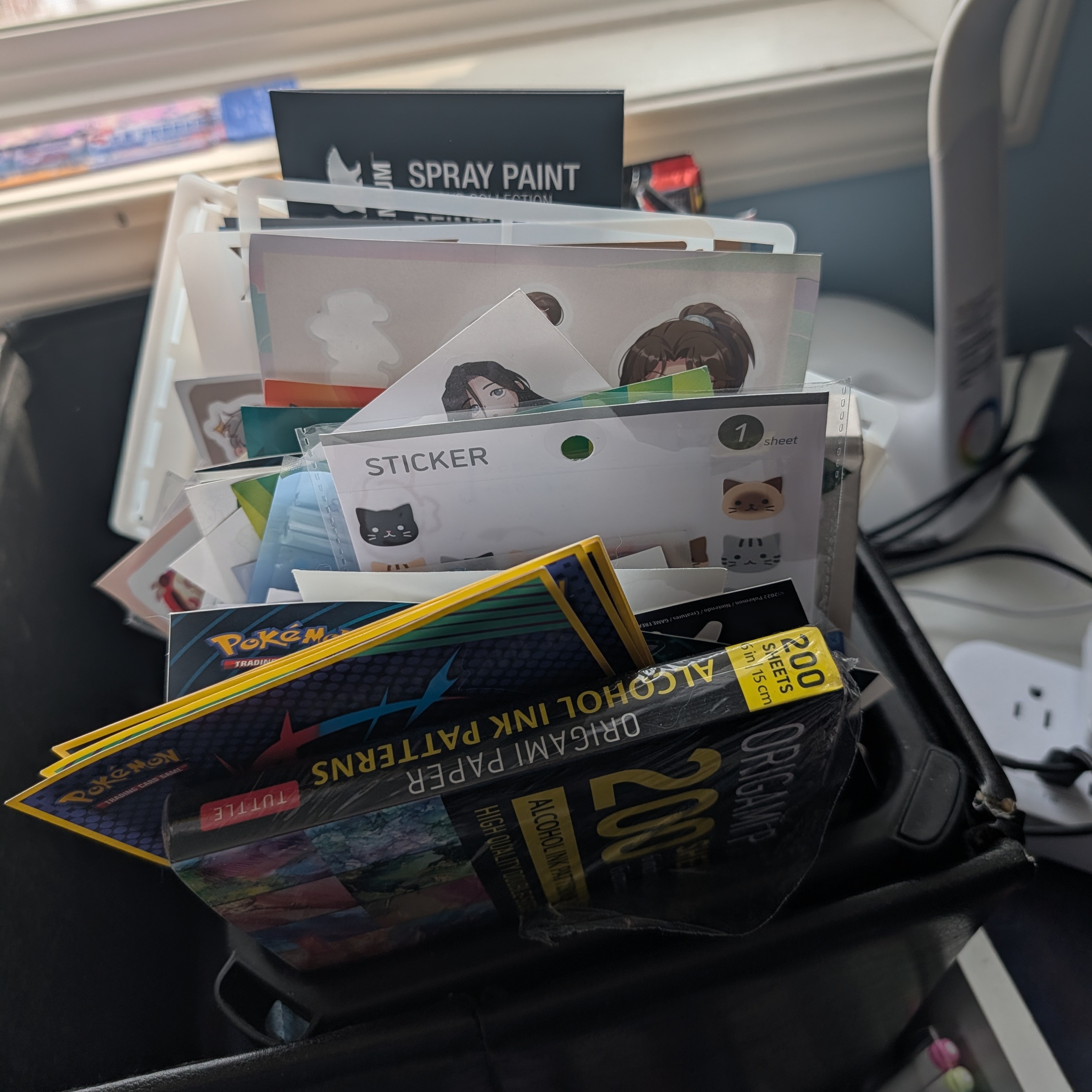 I do a lot of journaling, so much so that I have a little section of my desk dedicated to all my materials. I flip through my papers and sticker sheets when deciding on a theme for the page I'm designing. I find a lot of joy and it's calm to do, a nice way to destress after any chaotic or stressful day I have. Collaging is very fun and it's a head empty no thoughts scenario<br><audio controls src='Noises/Flipping through pages.m4a'></audio>